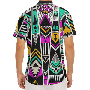 Vintage Tribal Aztec Pattern Print Men's Deep V-Neck Shirt