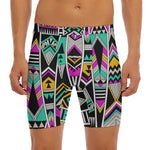 Vintage Tribal Aztec Pattern Print Men's Long Boxer Briefs
