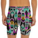 Vintage Tribal Aztec Pattern Print Men's Long Boxer Briefs