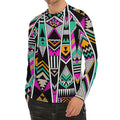 Vintage Tribal Aztec Pattern Print Men's Long Sleeve Rash Guard