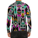 Vintage Tribal Aztec Pattern Print Men's Long Sleeve Rash Guard