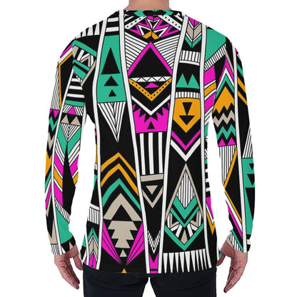 Vintage Tribal Aztec Pattern Print Men's Long Sleeve T-Shirt