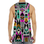 Vintage Tribal Aztec Pattern Print Men's Muscle Tank Top