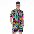 Vintage Tribal Aztec Pattern Print Men's Romper
