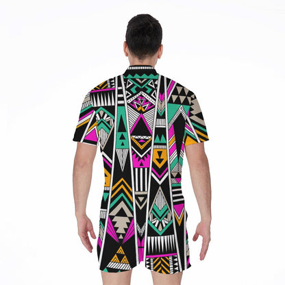 Vintage Tribal Aztec Pattern Print Men's Rompers