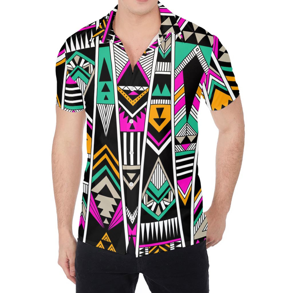 Vintage Tribal Aztec Pattern Print Men's Shirt