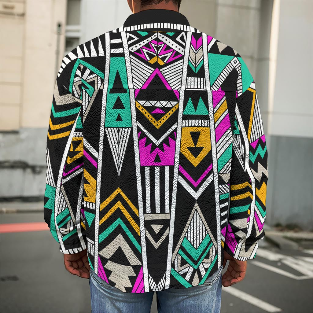 Vintage Tribal Aztec Pattern Print Men's Shirt Jacket