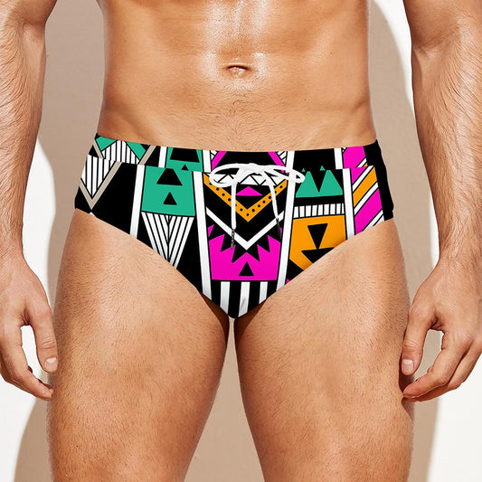 Vintage Tribal Aztec Pattern Print Men's Swim Briefs