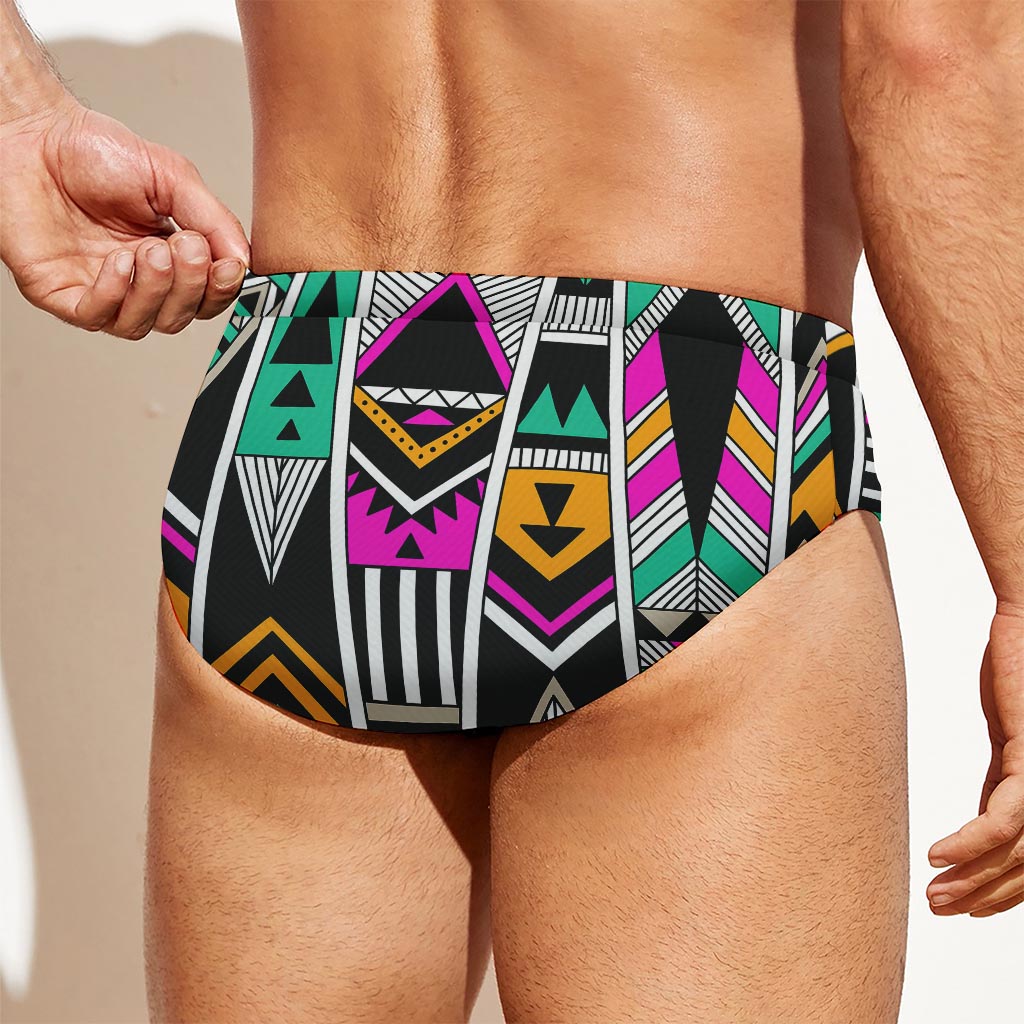 Vintage Tribal Aztec Pattern Print Men's Swim Briefs