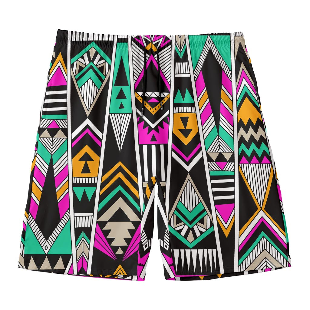 Vintage Tribal Aztec Pattern Print Men's Swim Trunks