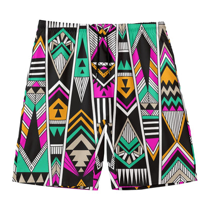 Vintage Tribal Aztec Pattern Print Men's Swim Trunks