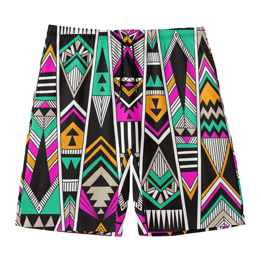 Vintage Tribal Aztec Pattern Print Men's Swim Trunks