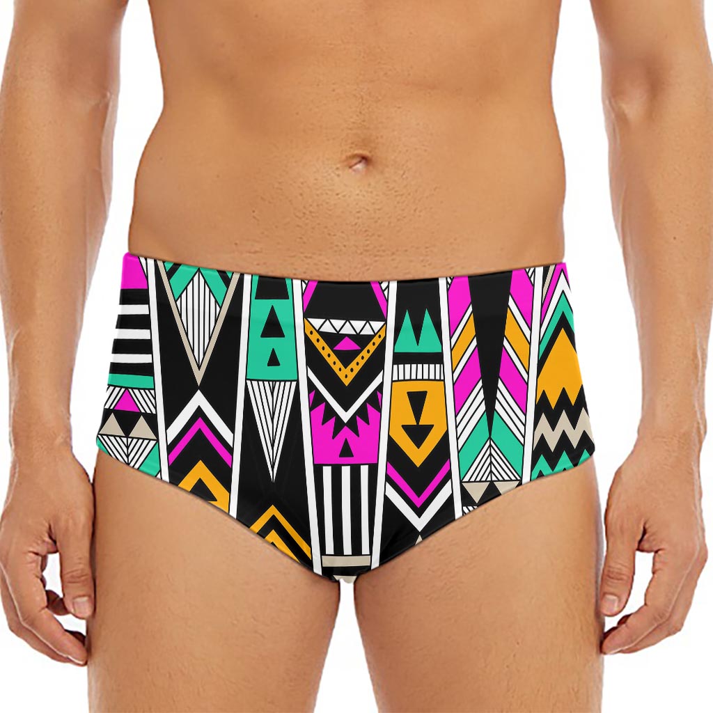 Vintage Tribal Aztec Pattern Print Men's Triangle Swim Briefs