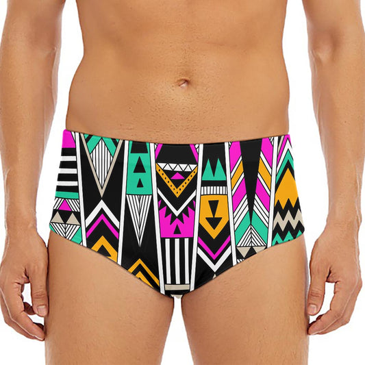 Vintage Tribal Aztec Pattern Print Men's Triangle Swim Briefs