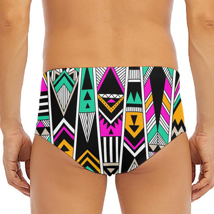 Vintage Tribal Aztec Pattern Print Men's Triangle Swim Briefs