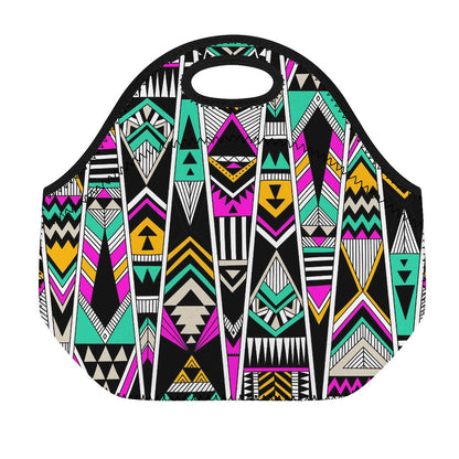 Vintage Tribal Aztec Pattern Print Neoprene Lunch Bag
