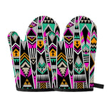 Vintage Tribal Aztec Pattern Print Oven Mitts