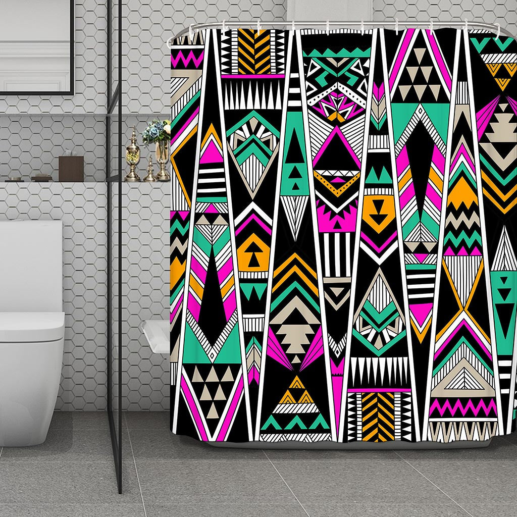 Vintage Tribal Aztec Pattern Print Polyester Shower Curtain