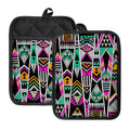 Vintage Tribal Aztec Pattern Print Pot Holders With Pocket