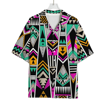 Vintage Tribal Aztec Pattern Print Rayon Hawaiian Shirt