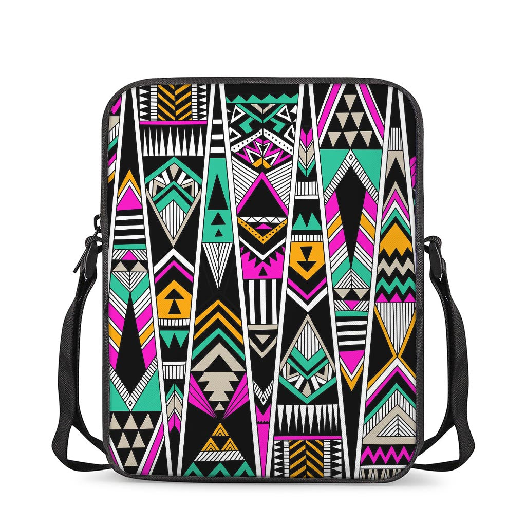 Vintage Tribal Aztec Pattern Print Rectangular Crossbody Bag