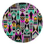 Vintage Tribal Aztec Pattern Print Round Blanket