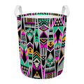 Vintage Tribal Aztec Pattern Print Round Laundry Basket