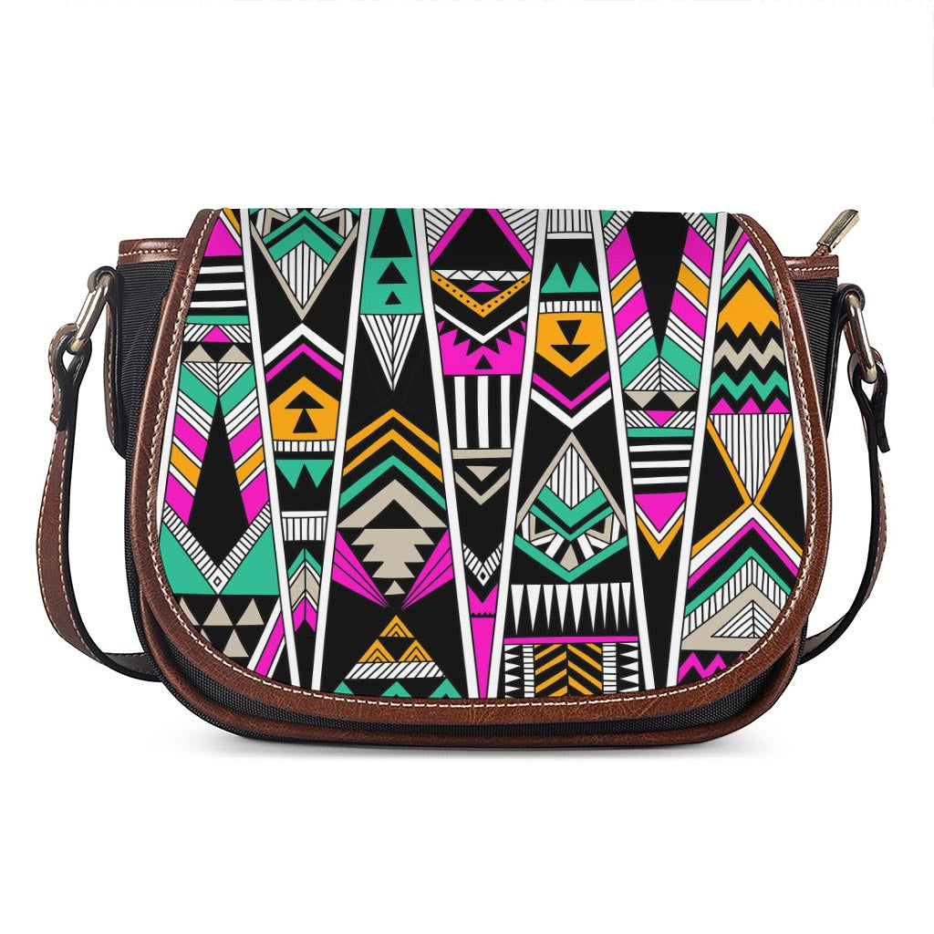 Vintage Tribal Aztec Pattern Print Saddle Bag