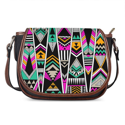 Vintage Tribal Aztec Pattern Print Saddle Bag