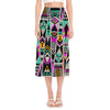 Vintage Tribal Aztec Pattern Print Side Slit Midi Skirt