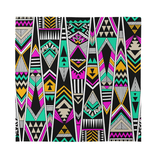 Vintage Tribal Aztec Pattern Print Silk Bandana