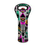 Vintage Tribal Aztec Pattern Print Single Neoprene Wine Tote