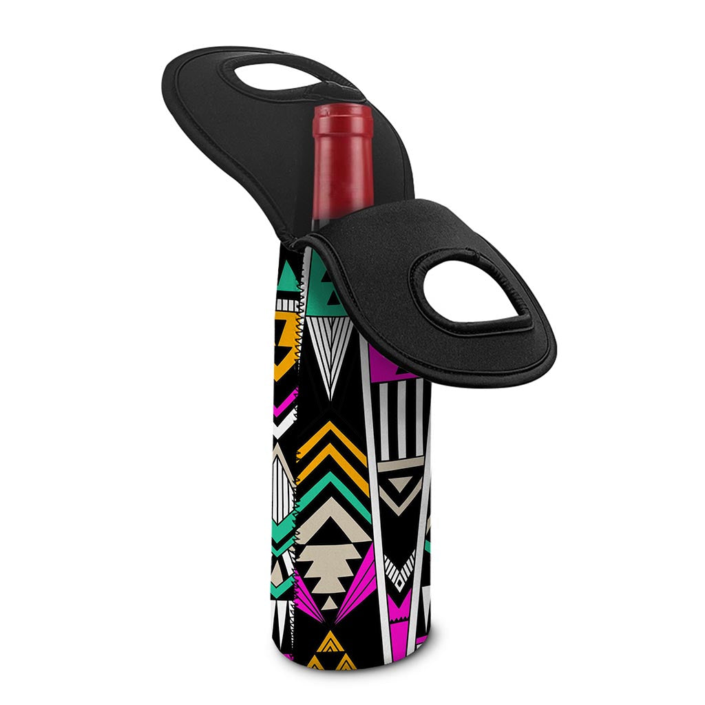 Vintage Tribal Aztec Pattern Print Single Neoprene Wine Tote