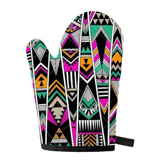 Vintage Tribal Aztec Pattern Print Single Oven Mitt