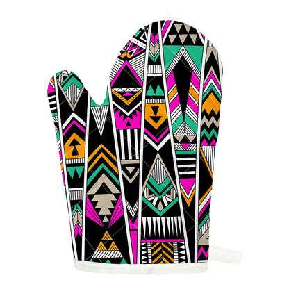 Vintage Tribal Aztec Pattern Print Single Oven Mitt