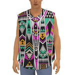 Vintage Tribal Aztec Pattern Print Sleeveless Baseball Jersey