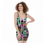 Vintage Tribal Aztec Pattern Print Sleeveless Bodycon Dress
