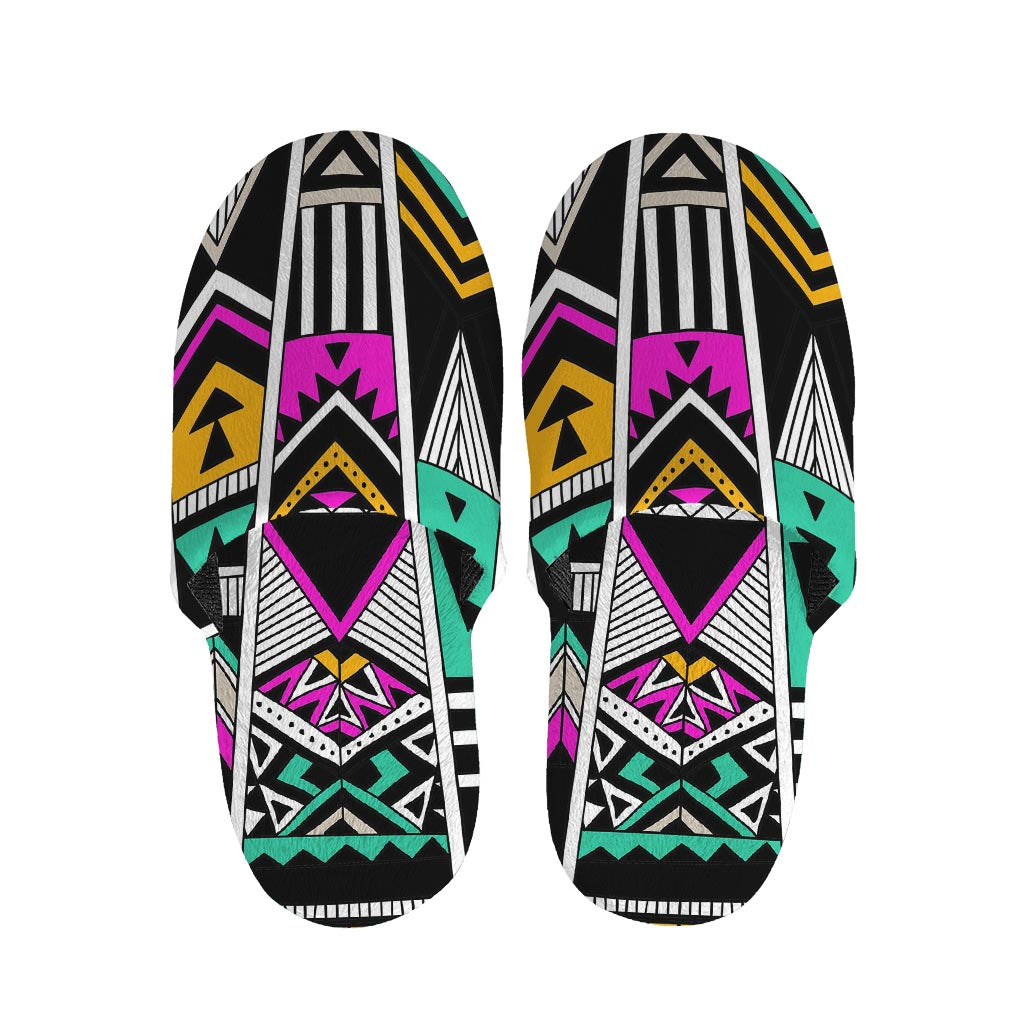 Vintage Tribal Aztec Pattern Print Slippers