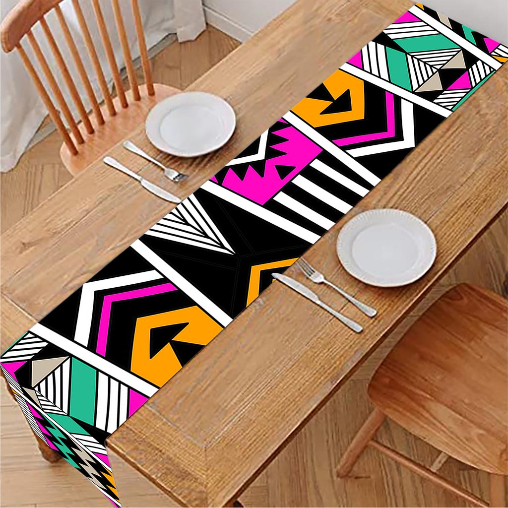 Vintage Tribal Aztec Pattern Print Table Runner