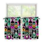 Vintage Tribal Aztec Pattern Print Tier Curtains