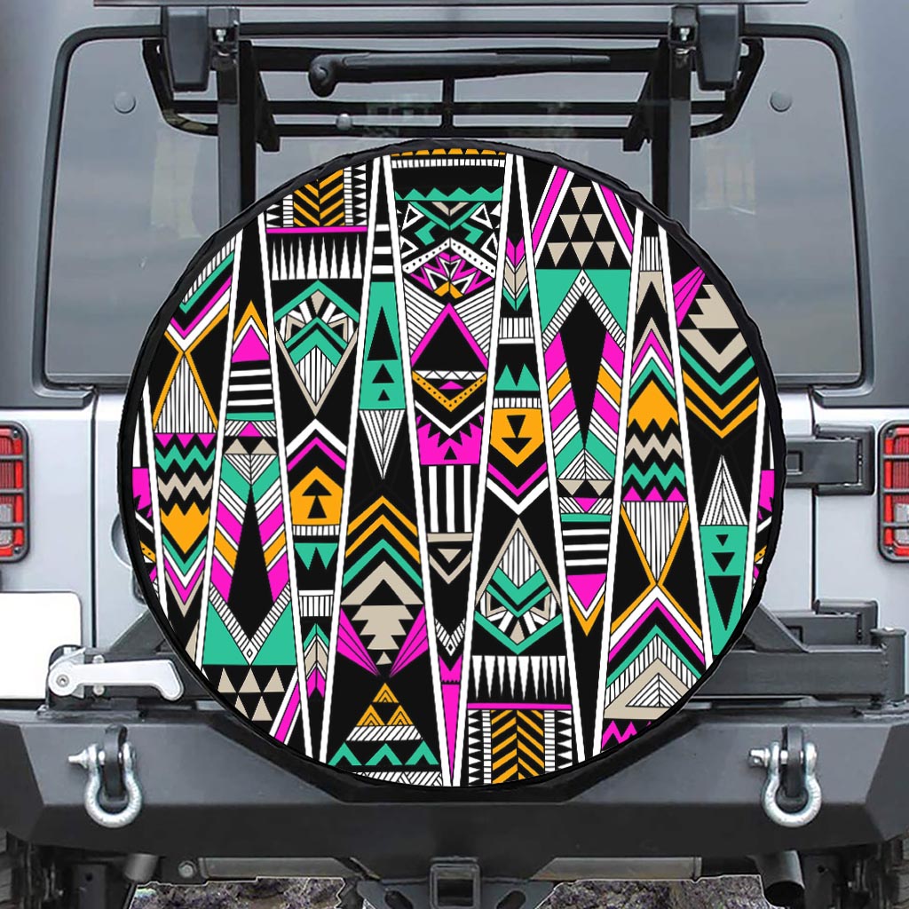 Vintage Tribal Aztec Pattern Print Tire Cover
