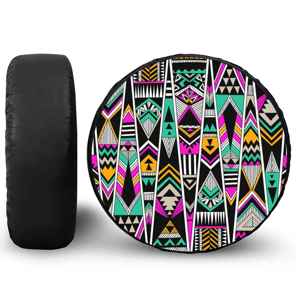 Vintage Tribal Aztec Pattern Print Tire Cover