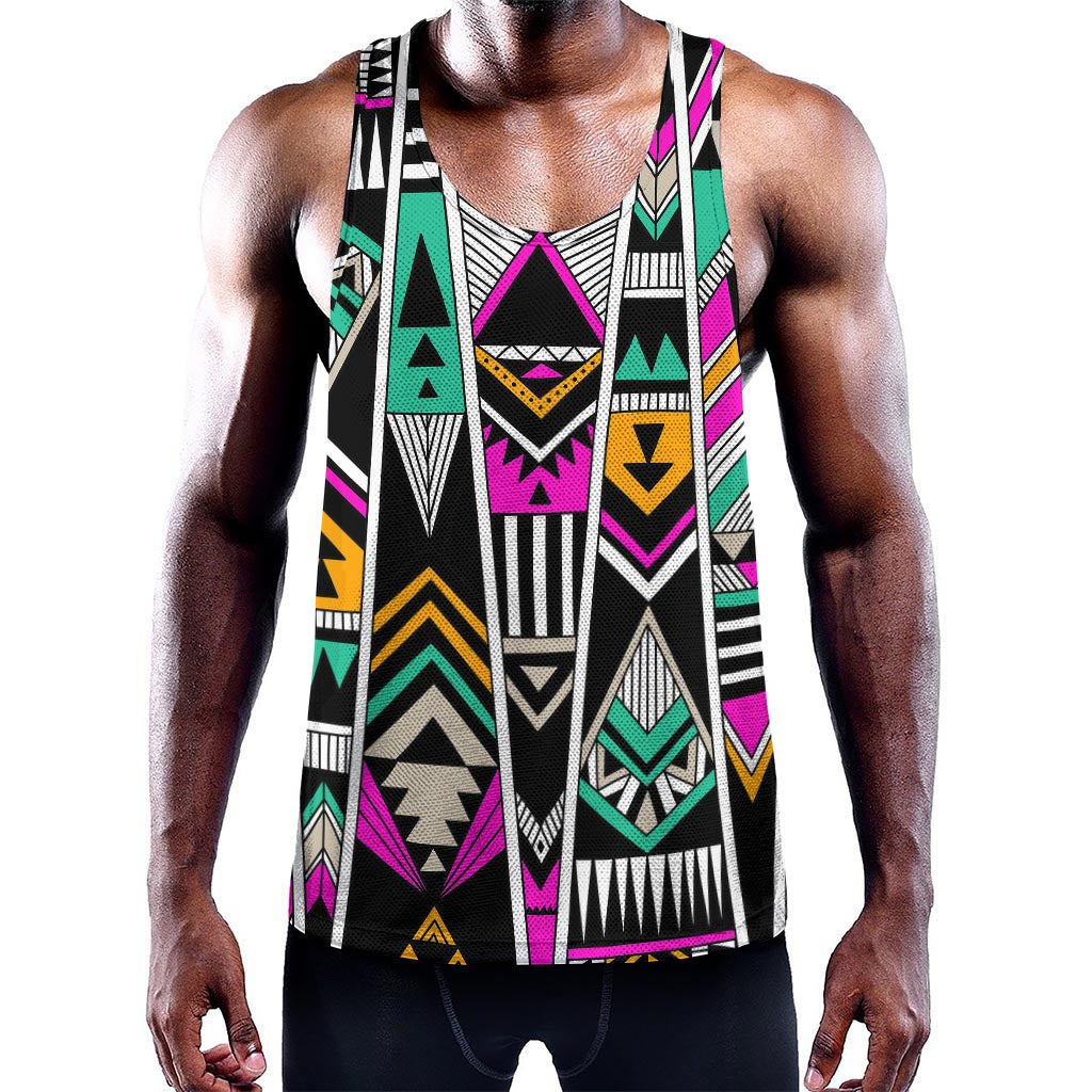 Vintage Tribal Aztec Pattern Print Training Tank Top