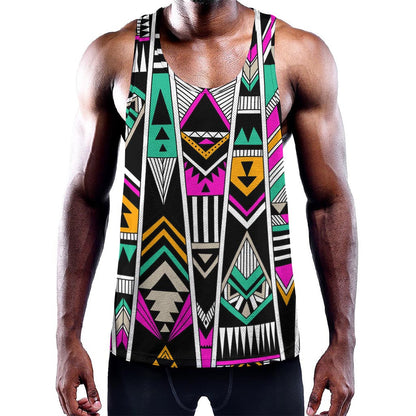 Vintage Tribal Aztec Pattern Print Training Tank Top