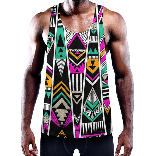Vintage Tribal Aztec Pattern Print Training Tank Top