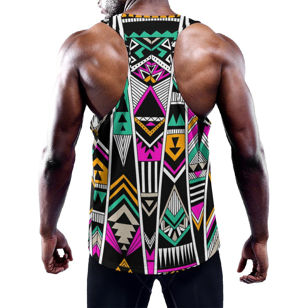 Vintage Tribal Aztec Pattern Print Training Tank Top