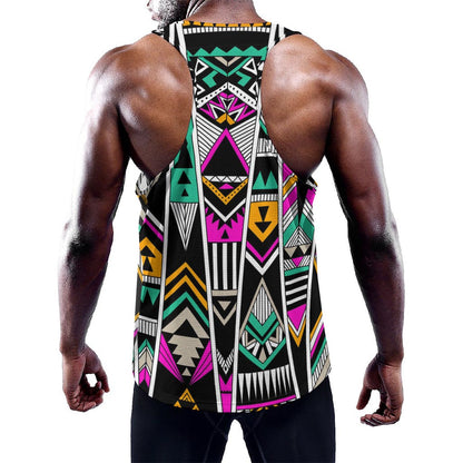 Vintage Tribal Aztec Pattern Print Training Tank Top