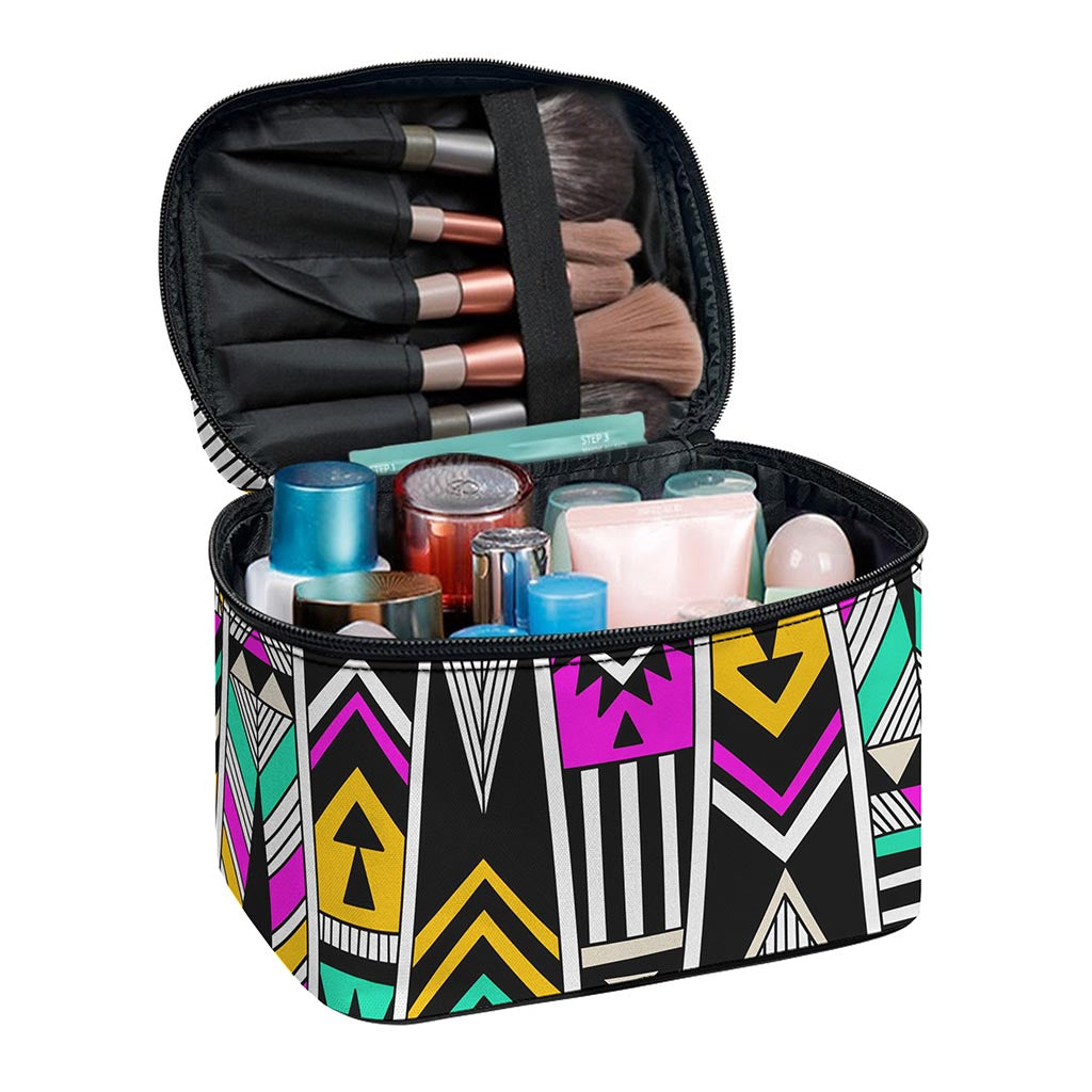 Vintage Tribal Aztec Pattern Print Travel Makeup Bag