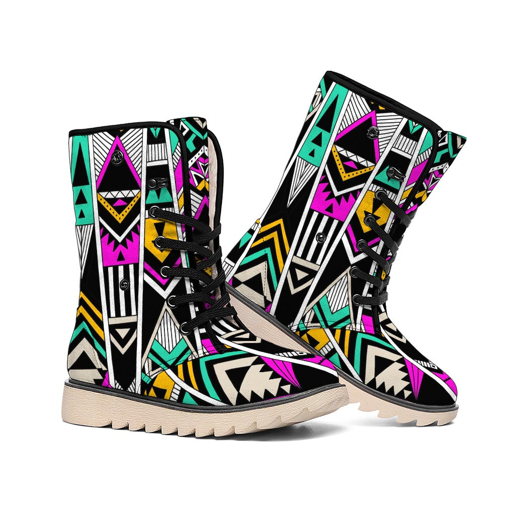 Vintage Tribal Aztec Pattern Print Winter Boots