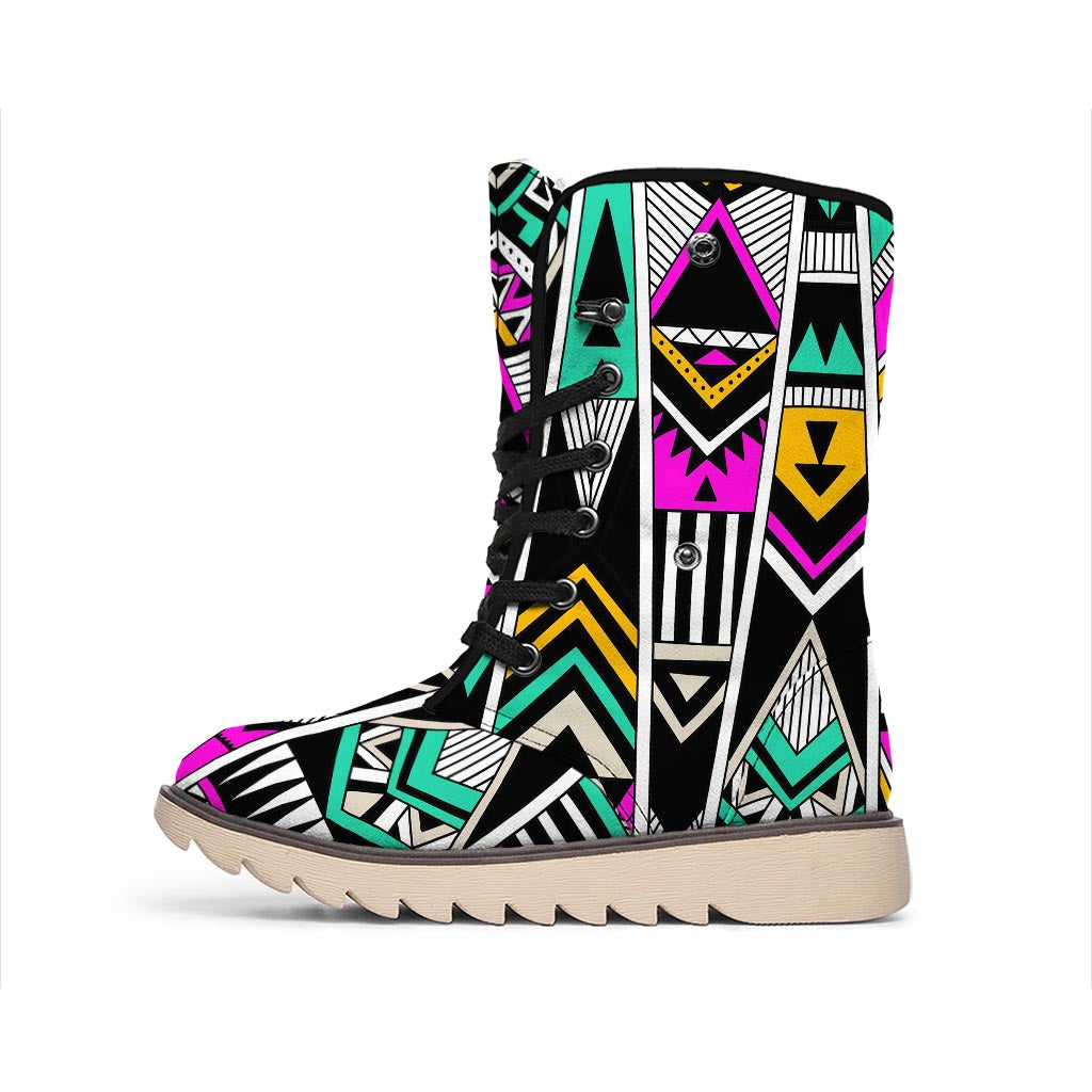 Vintage Tribal Aztec Pattern Print Winter Boots